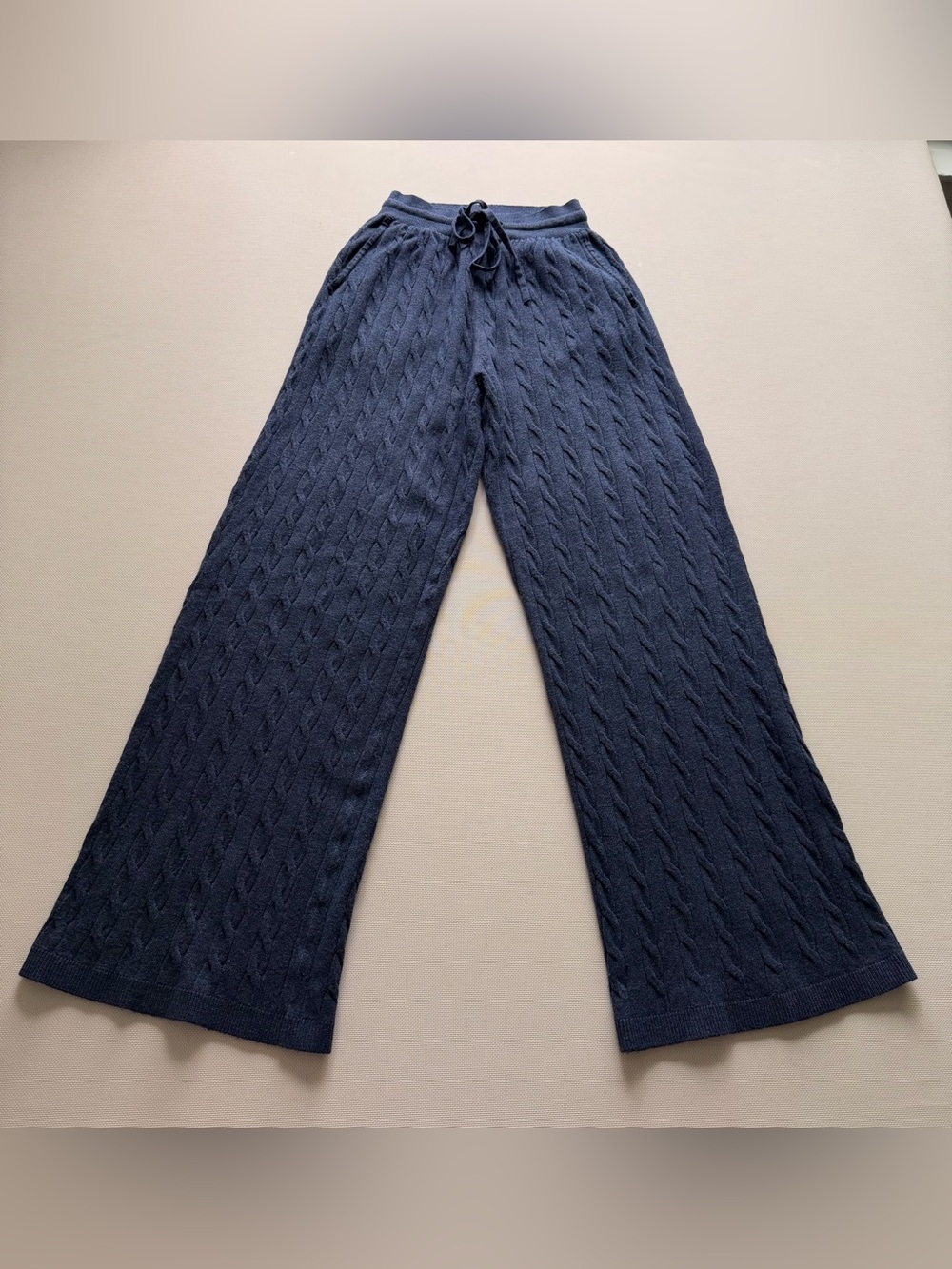 Uniqlo Navy Cable Knit Wide-Leg Sweatpants